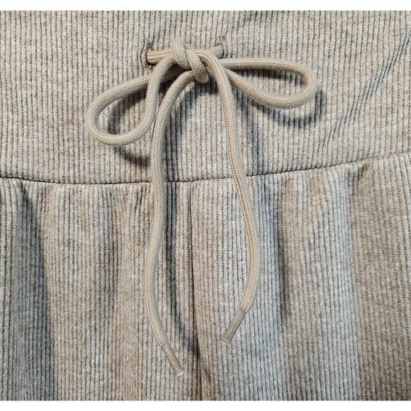 HALARA Women XL Sweatpants Beige Cream So Cinched Striped Wide Leg Ribbed NEW - Picture 5 of 9